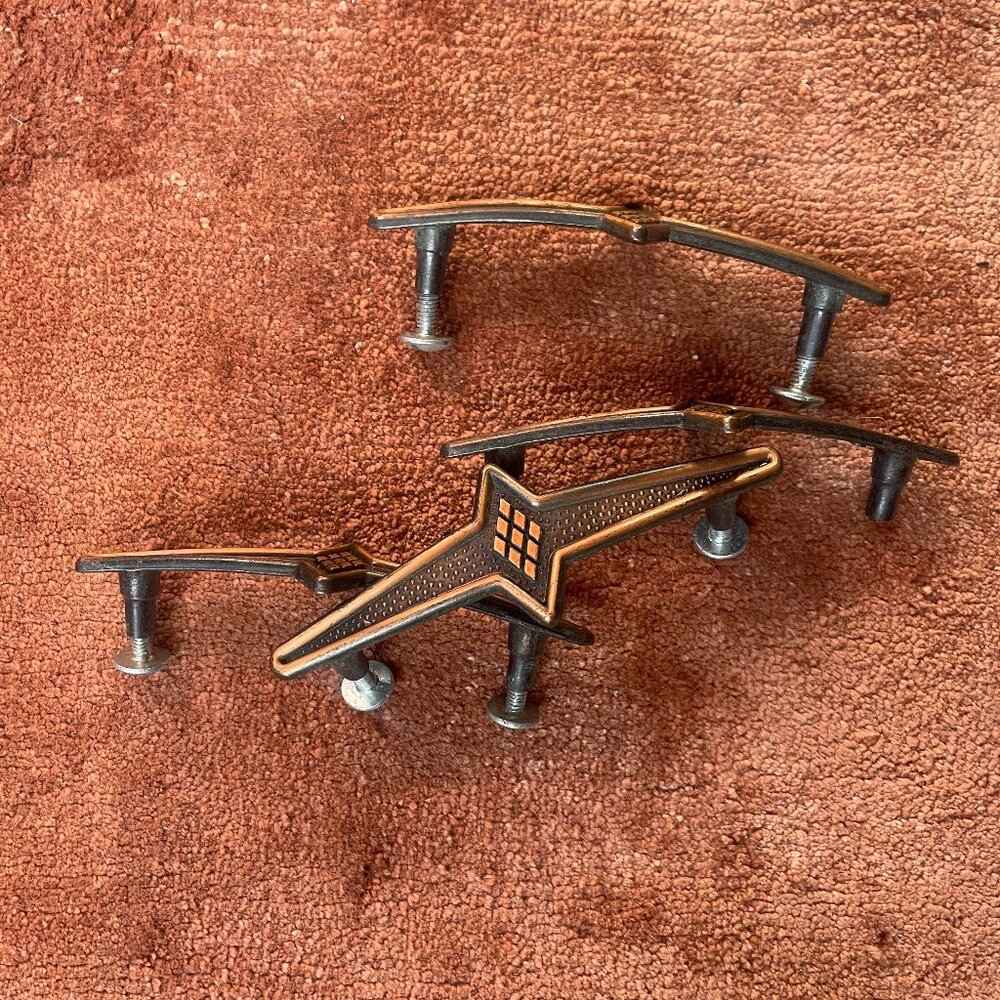 Vintage Retro Mid Century Hardware Copper Steel QTY 4